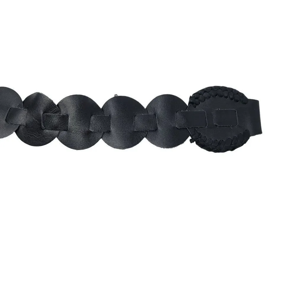 Vintage Unisex Cocobelle Black Leather Belt 39
